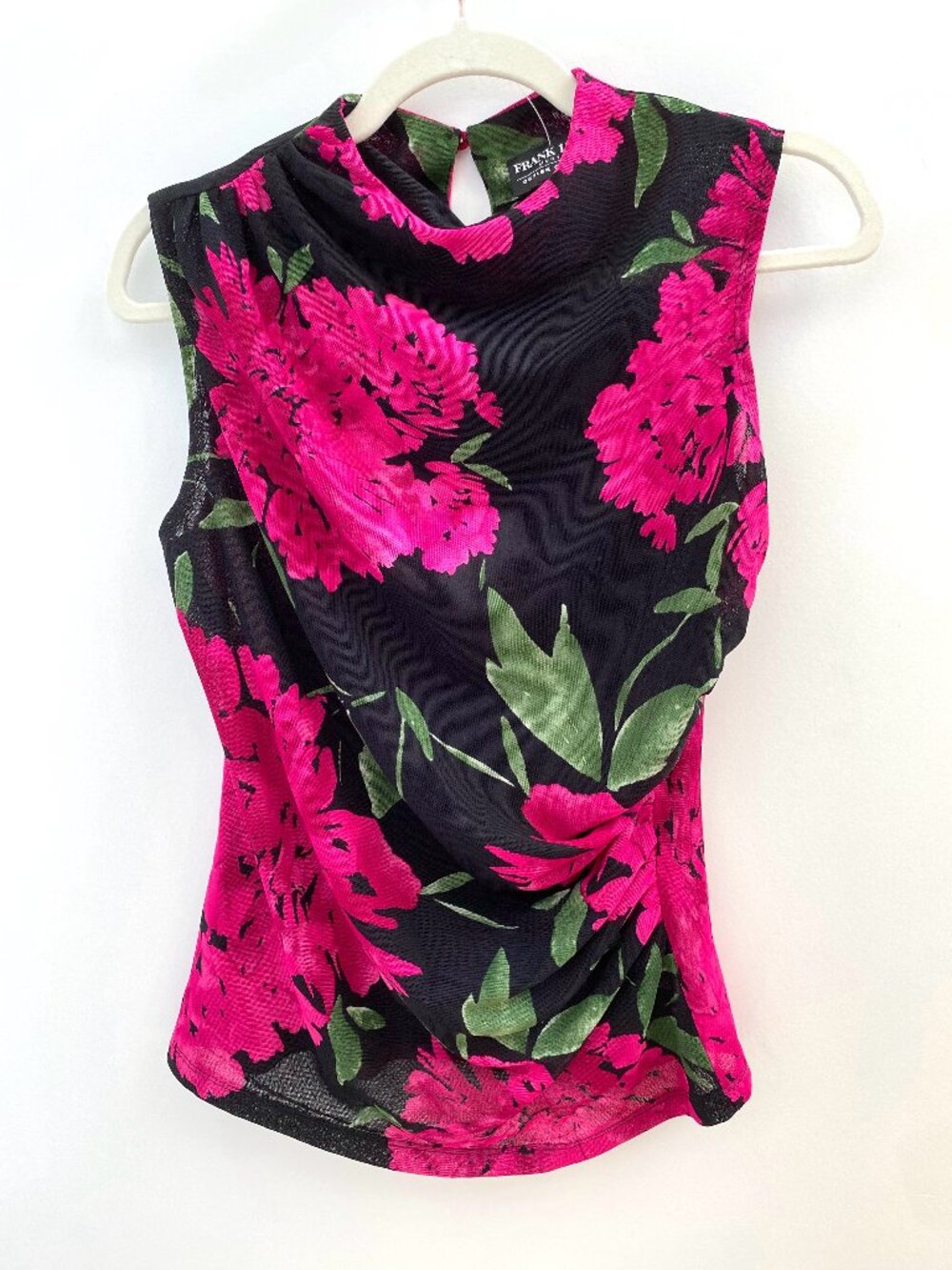 Frank Lyman Montreal Black and Pink Floral Sleeveless Top Size 6